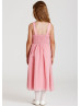 Pink Chiffon Beaded Tea Length Flower Girl Dress 